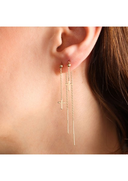 Sallantılı Hac Altın Küpe 14K