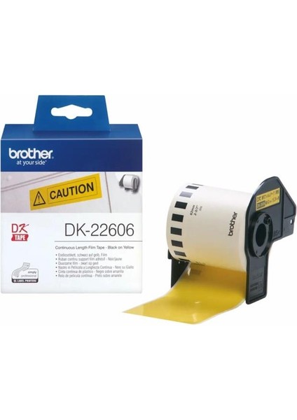 Brother P-Touch DK-22606 Dayanıklı Sürekli Film Yüzeyli Sarı Muadil Etiket (62MM x 15 24M)