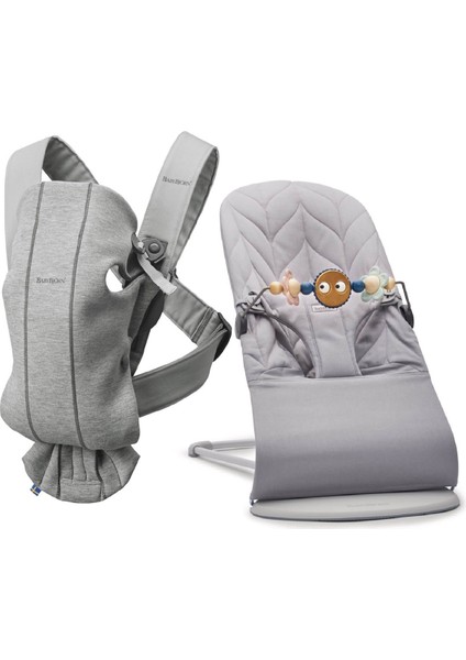 Bliss Ana Kucağı Petal Cotton Oyuncaklı & Kanguru Mini 3D Cotton Jerse / Light Grey