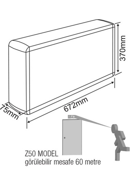 Dekolite Z Serisi Eko AE-4223-LE Acil Çıkış Yönlendirme Armatürü Sürekli ve Kesintide 180 Dak. Yanan 20XF LED modelleri