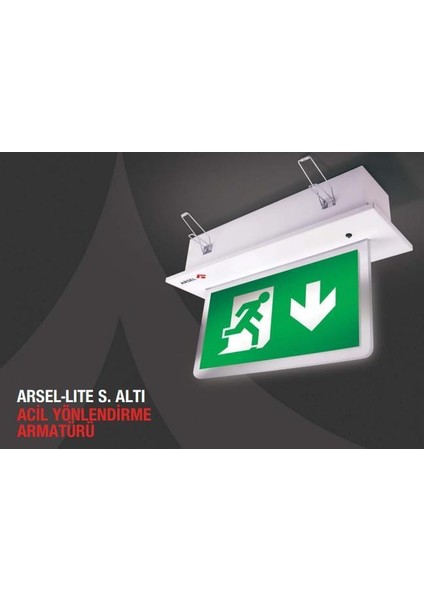 Dali-Arselite AE-2223-L-DALİ Sıva Altı Acil Çıkış Yönlendirme Armatürü Sürekli ve Kesintide 180 Dak. Yanan 500 Lümen LED