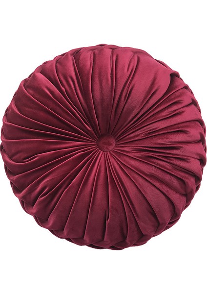Kadife Pileli Futon Yuvarlak Yer Minderi 33X11CM