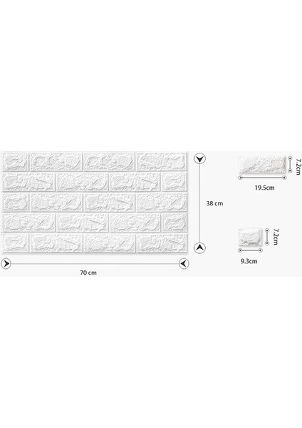 Kendinden Yapışkanlı Duvar Paneli Beyaz 70x38cm