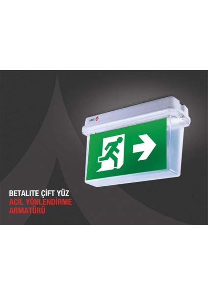 Betalite AEB-03223-L Çift Yüzlü Acil Çıkış Yönlendirme Armatürü Sürekli ve Kesintide 180 Dak. Yanan 20XF LED