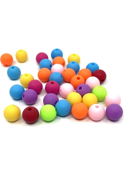 Mat Silgi Boncuk 10 mm Mix Renk 20 gr (40 Adet)