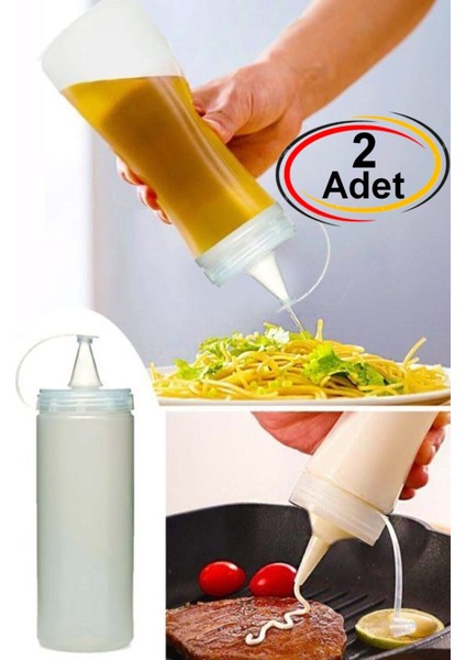 2 Adet Sızdırmaz Kapaklı Plastik Yağ Şişesi Yağdanlık Sos Şişesi Yağ Şişesi 700 ml