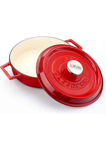 Döküm Çok Amaçlı Yayvan Tencere (Ø)24 Cm. Iç Krem, Kırmızı fiyatları
