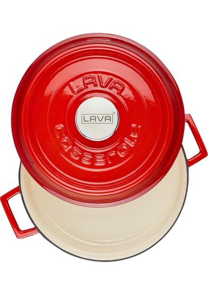 Döküm Çok Amaçlı Yayvan Tencere (Ø)24 Cm. Iç Krem, Kırmızı modelleri