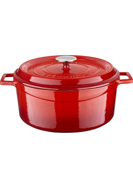 Döküm Yuvarlak Tencere (Ø)28 Cm. Iç Krem, Kırmızı