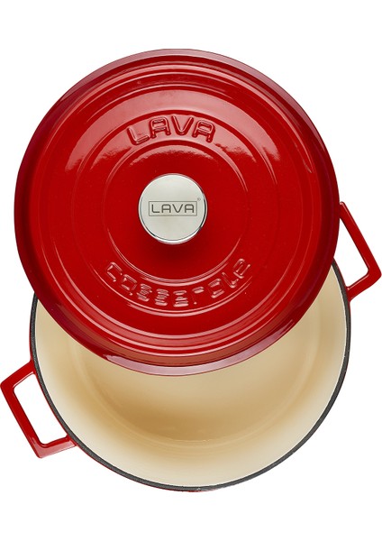 Döküm Yuvarlak Tencere (Ø)28 Cm. Iç Krem, Kırmızı modelleri
