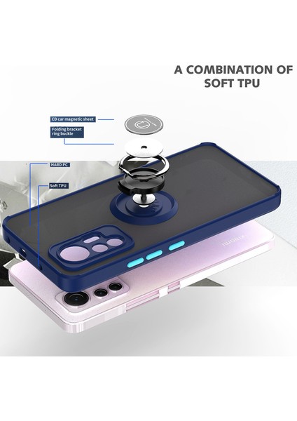 Xiaomi 12 Lite Için Yüzük Standlı Telefon Kılıfı - Pembe (Yurt Dışından) modelleri