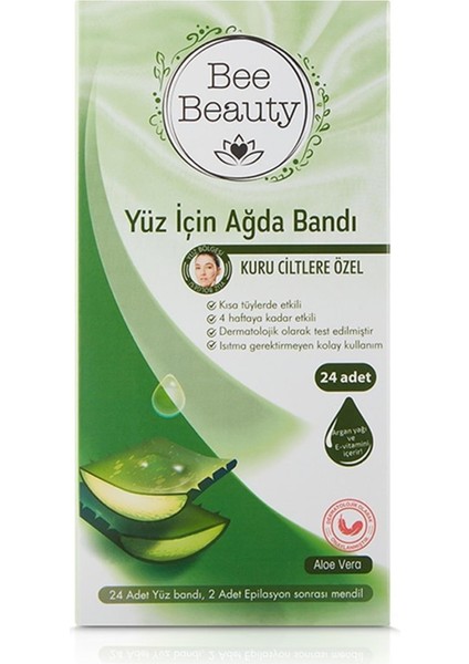 Bee Beauty Yüz Ağda Bandı Aloe Vera 24'Lü