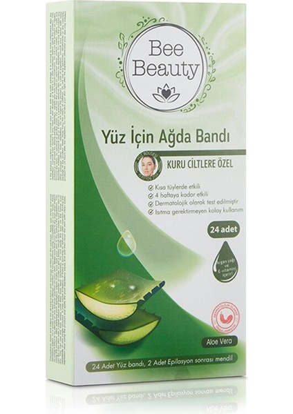 Bee Beauty Yüz Ağda Bandı Aloe Vera 24'Lü