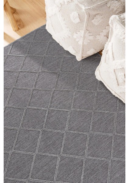 Cotton Halı Mood Grey Iskandinav Desenli Kaydırmaz Dokuma Kilim