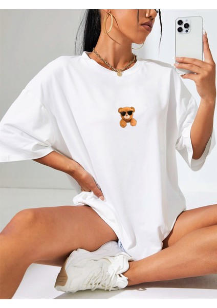 Unisex Oversize Ayıcık Baskılı T-Shirt modelleri