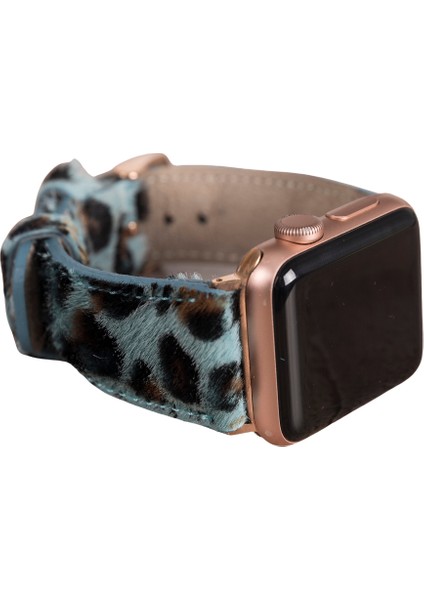 Apple Watch Uyumlu Deri Kordon 42-44-45MM Leopar LEO56