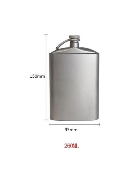 Lıxada Titanyum Flask 260/200 ml Şarap Kalça Flagon W Vidalı Cap Klip Ultralight Hidrasyon Düz Şişe (Yurt Dışından)