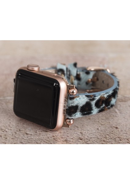 Apple Watch Uyumlu Deri Kordon 38-40-41MM Ferro Leopar LEO56
