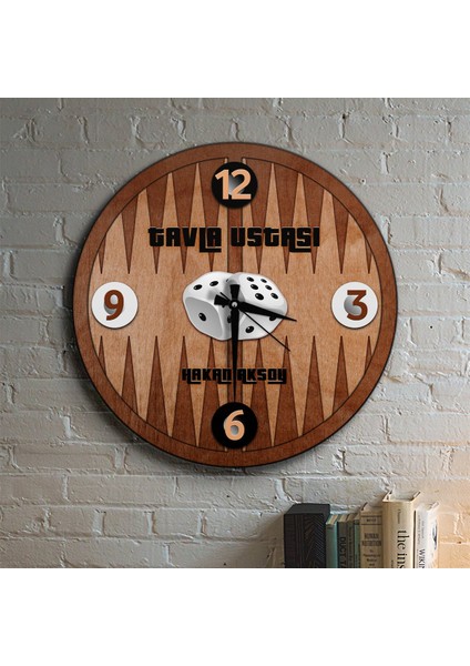 Kişiye Tavla Ustası Ahşap Duvar Saati Dikey Şekilde Antik Eser Temalı Dekoratif Ürün - 1