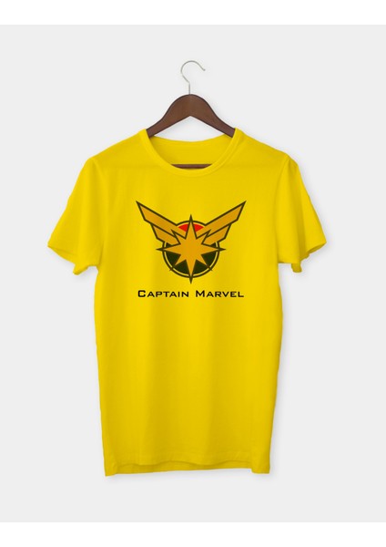 Karya Butik Captaın Marvel Baskılı Sarı Yetişkin T-Shirt