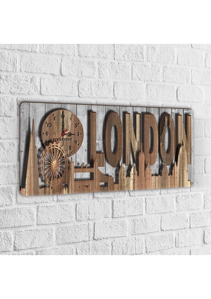 Kişiye Özel London Tasarımlı Üç Boyutlu Ahşap Duvar Saati - 1