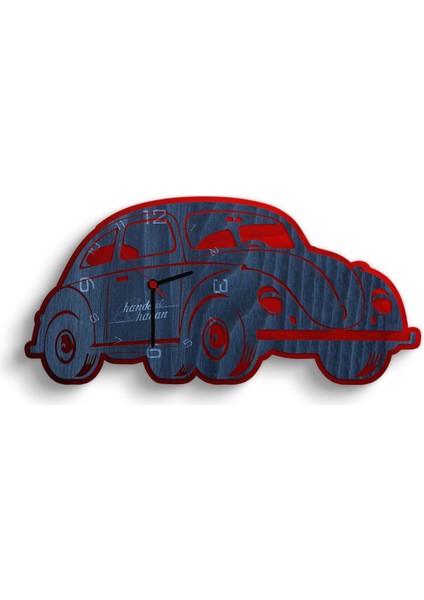 Kişiye Özel Retro Beetle Tasarımlı Ahşap Duvar Saati (Model 2-1)