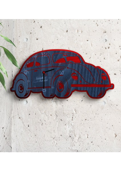Kişiye Özel Retro Beetle Tasarımlı Ahşap Duvar Saati (Model 2-1)