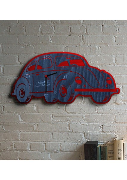 Kişiye Özel Retro Beetle Tasarımlı Ahşap Duvar Saati (Model 2-1)