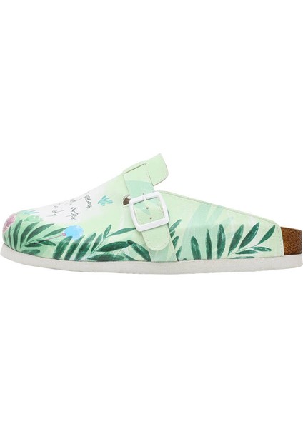 Kadın Vegan Deri Yeşil Terlik - Trees are Poems Tasarım modelleri