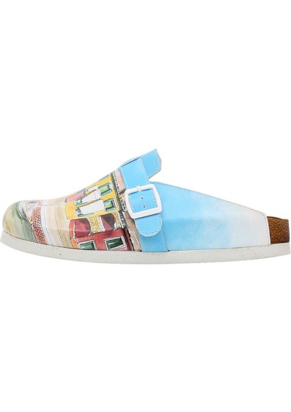 Kadın Vegan Deri Turkuaz Terlik - Burano Island Tasarım modelleri