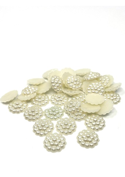 Yarım Böğürtlen Inci Boncuk 13 mm Plastik Krem Renk (100 Adet)