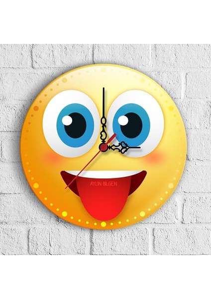 Kişiye Özel Emoji Tasarımlı Ahşap Duvar Saati (30 Cm.) - 8