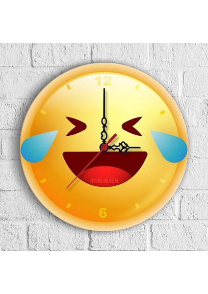Kişiye Özel Emoji Tasarımlı Ahşap Duvar Saati (30 Cm.) - 6