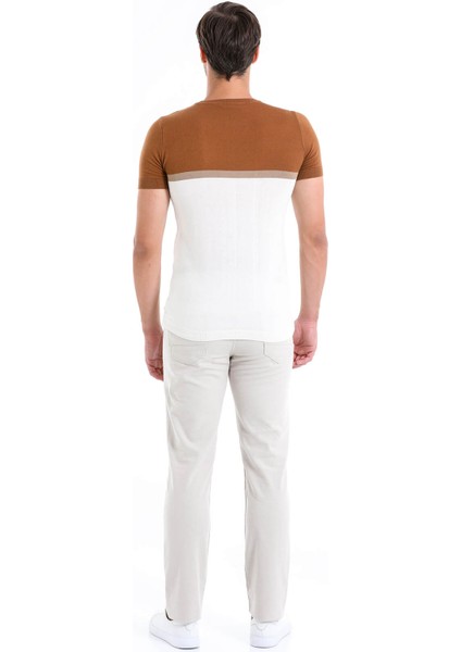 Erkek Tarçın Slim Fit Desenli Bisiklet Yaka Tişört indirimleri