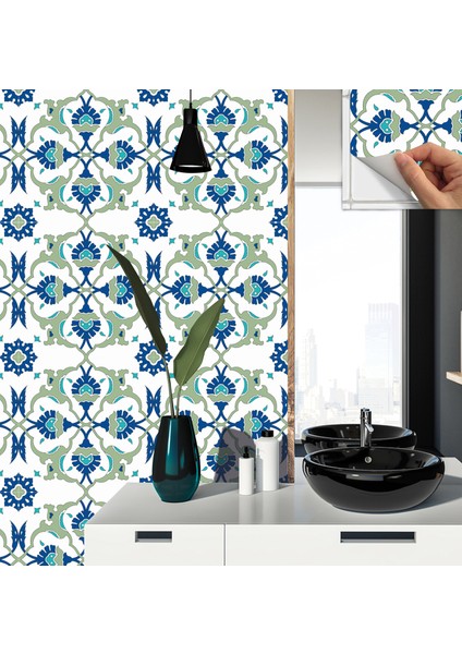 Kendinden Yapışkanlı Banyo Mutfak Kaplama Çini 01 Desenli Pvc Karo 30X30 cm (11 Adet) 1 M2