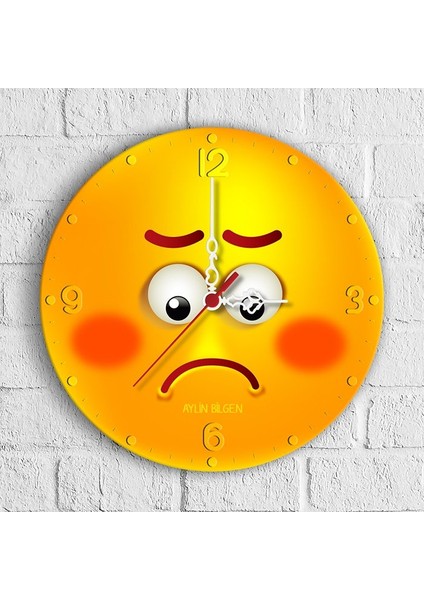Kişiye Özel Emoji Tasarımlı Ahşap Duvar Saati (30 Cm.) - 15