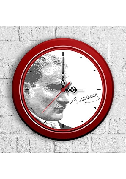 Kişiye Özel Atatürk Tasarımlı Ahşap Duvar Saati (30 Cm.) - 3