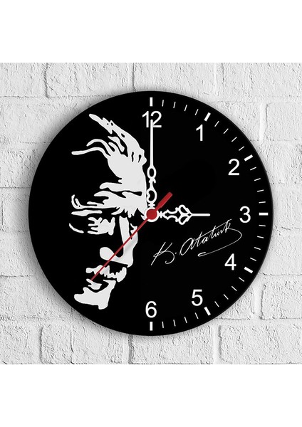 Kişiye Özel Atatürk Tasarımlı Ahşap Duvar Saati (30 Cm.) - 2