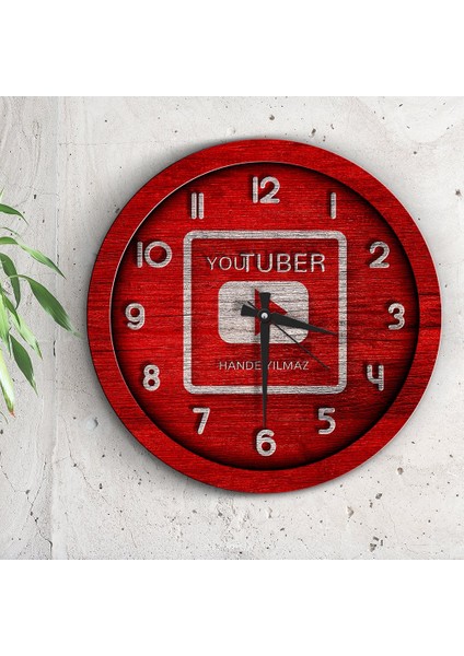 Kişiye Özel Youtuber Ahşap Duvar Saati - 1