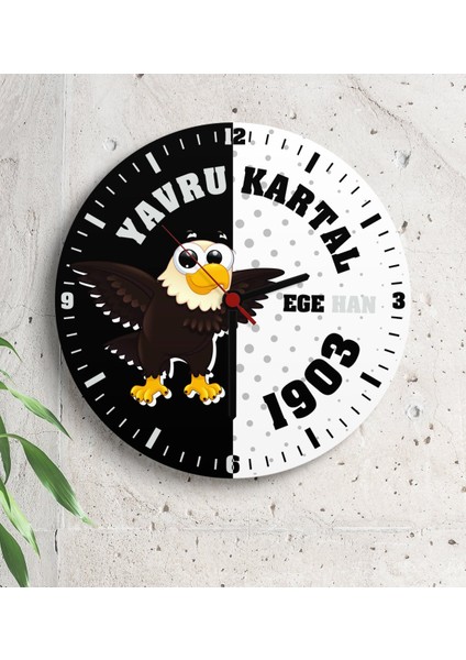Kişiye Özel Yavru Kartal Ahşap Duvar Saati - 3