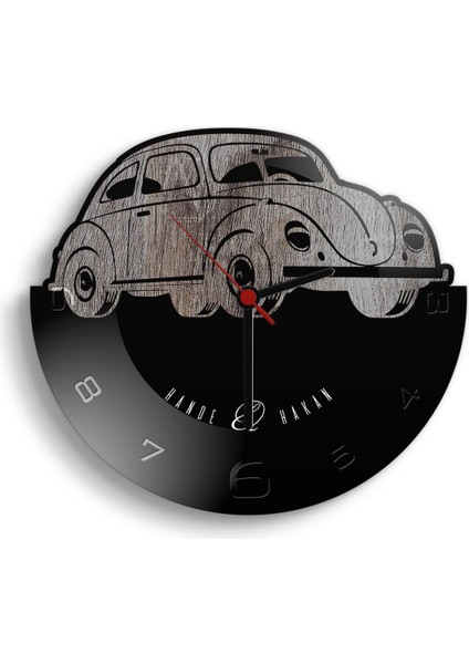 Kişiye Özel Retro Beetle Tasarımlı Ahşap Duvar Saati (Model 3-2)