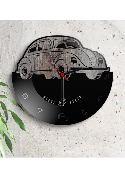 Kişiye Özel Retro Beetle Tasarımlı Ahşap Duvar Saati (Model 3-2)