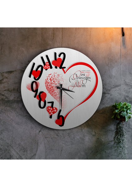 Kişiye Özel Kalbimin Çarptığı Her Dakika Tasarımlı Ahşap Duvar Saati (Model A1)