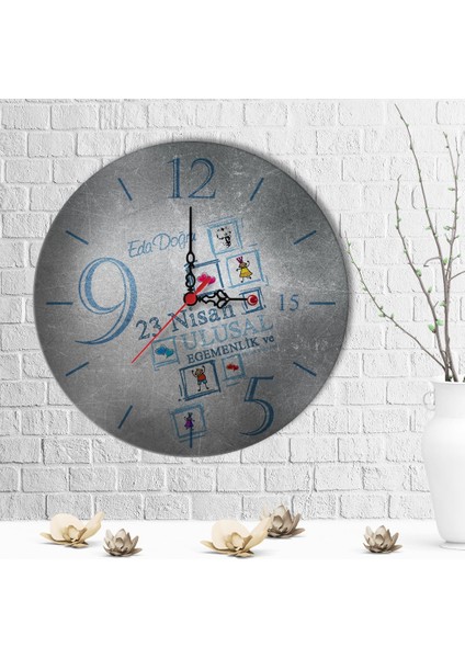 Kişiye Özel 23 Nisan Tasarımlı Ahşap Duvar Saati (30 Cm.) - 5