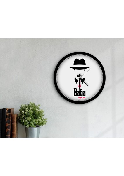 Kişiye Özel Godfather Baba Tasarımlı 45CM Ahşap Duvar Saati-7