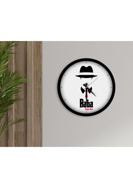 Kişiye Özel Godfather Baba Tasarımlı 45CM Ahşap Duvar Saati-7