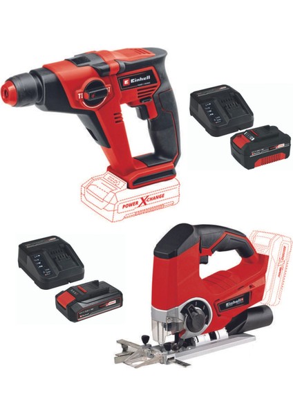 Te-Hd 18/12 Akülü Matkap Te-Js 18 Li Akülü Dekupaj 2.5AH-4.0AH Starter Kit Set