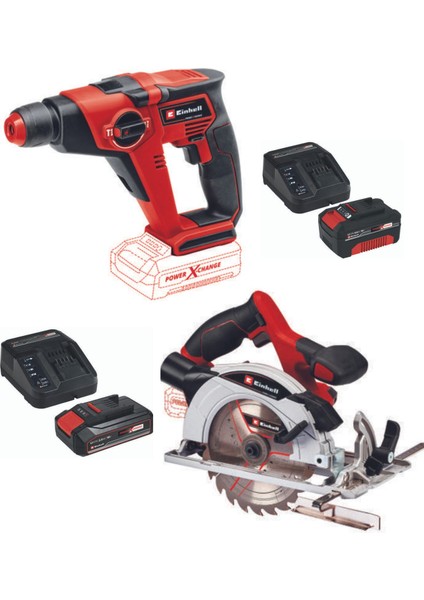 Te-Hd 18/12 Akülü Matkap Te-Cs 18/150 Daire Testere 2.5AH-4.0AH Starter Kit Akülü Set