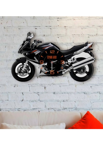 Kişiye Özel Motosiklet Tasarımlı Ahşap Duvar Saati-4
