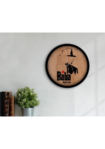 Kişiye Özel Godfather Baba Tasarımlı 45CM Ahşap Duvar Saati-16